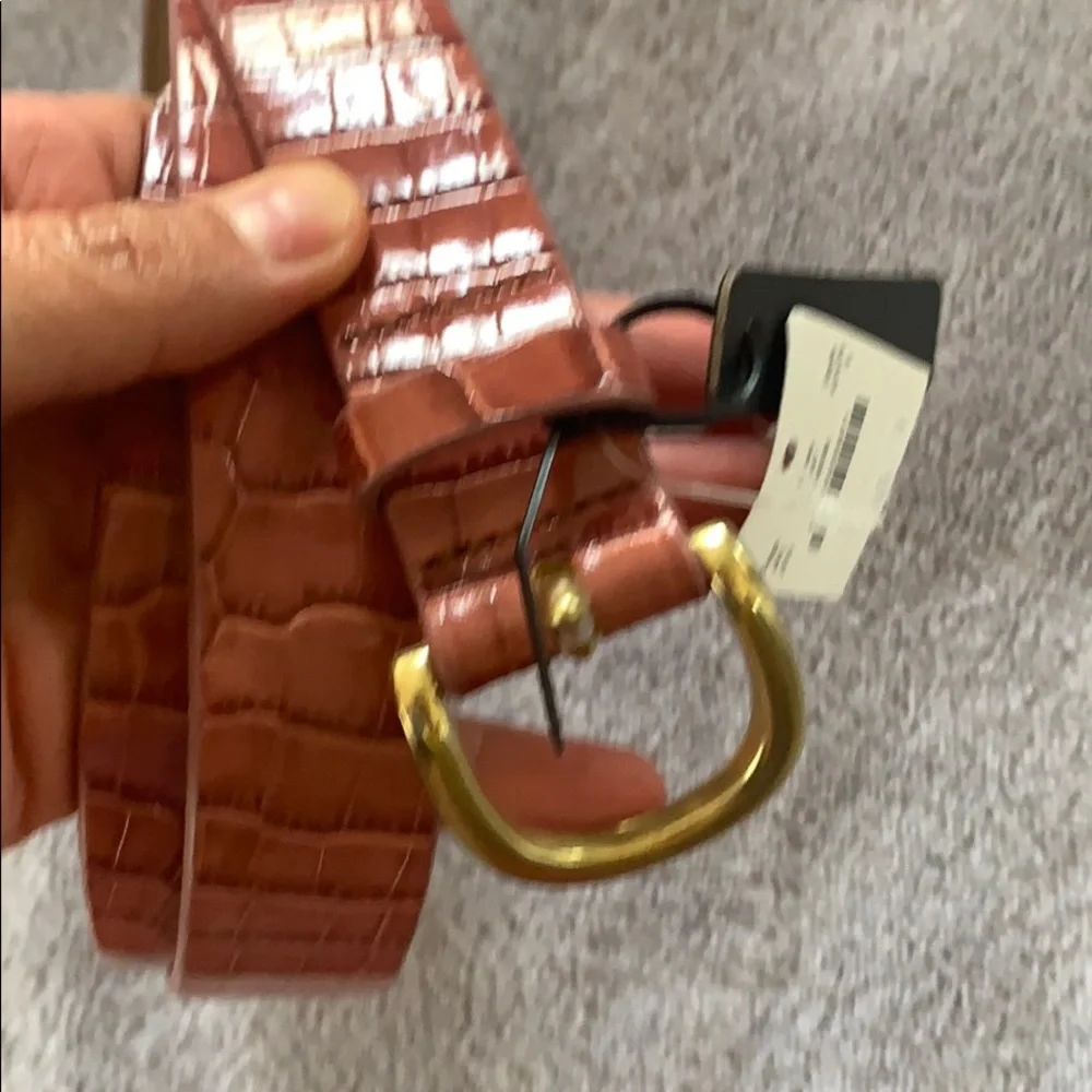 J. Crew Brown Leather Belt with Gold Buckle - Picture 2 of 3